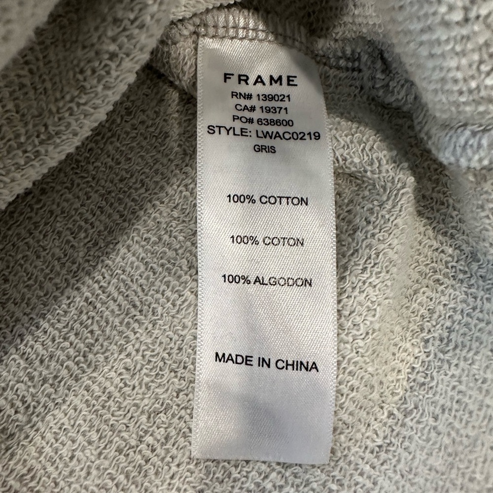 FRAME Scalloped Hem Crew Neck
Sweatshirt Sz SP Bishop Sleeve Cotton
Gray - Picture 9 of 10